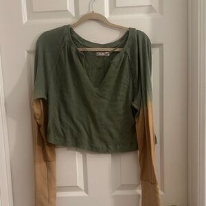 We the free Green and Tan Women's Top